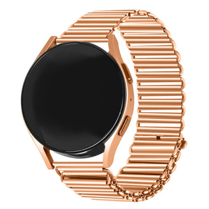 Steel Loop Strap, rose gold, on a watch, 3/4 front view