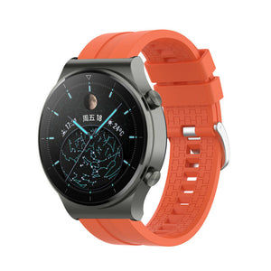 Silicone Strap 'Extreme', orange, on a watch, 3/4 front view