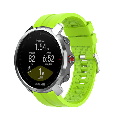 Silicone Strap 'Extreme', lime, on a watch, 3/4 front view