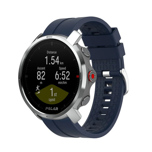 Silicone Strap 'Extreme', dark blue, on a watch, 3/4 front view