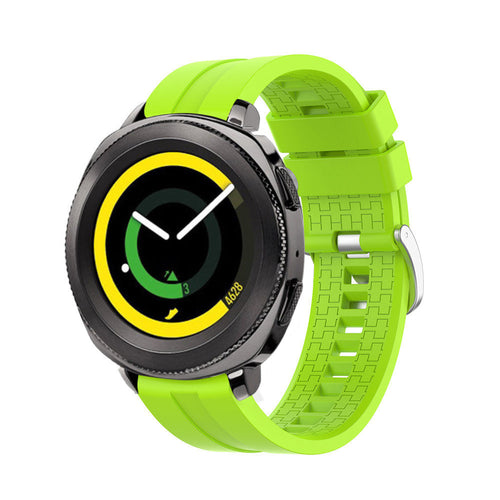 Silicone Strap 'Extreme', lime, on a watch, 3/4 front view