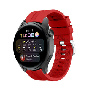 Silicone Strap 'Extreme', red, on a watch, 3/4 front view