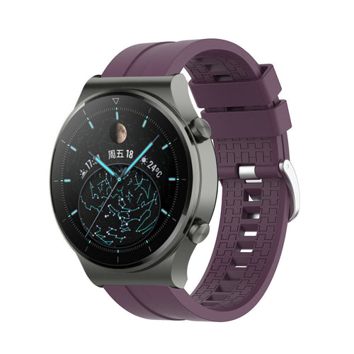 Silicone Strap 'Extreme', purple, on a watch, 3/4 front view