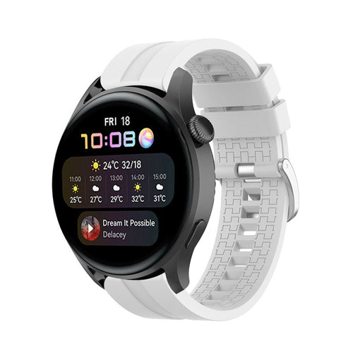 Silicone Strap 'Extreme', white, on a watch, 3/4 front view