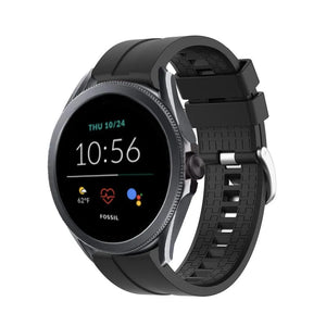 Silicone Strap 'Extreme', black, on a watch, 3/4 front view