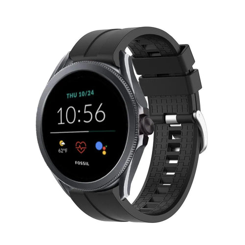 Silicone Strap 'Extreme', black, on a watch, 3/4 front view