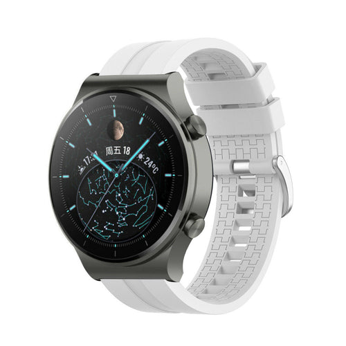 Silicone Strap 'Extreme', white, on a watch, 3/4 front view