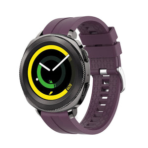 Silicone Strap 'Extreme', purple, on a watch, 3/4 front view