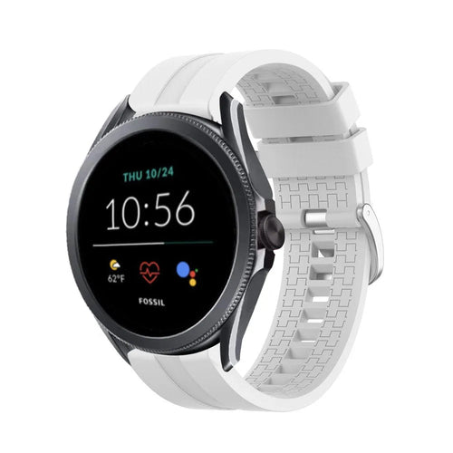 Silicone Strap 'Extreme', white, on a watch, 3/4 front view