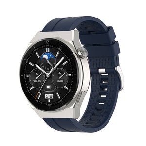 Silicone Strap 'Extreme', dark blue, on a watch, 3/4 front view