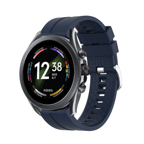 Silicone Strap 'Extreme', dark blue, on a watch, 3/4 front view