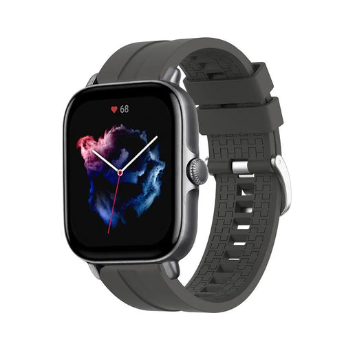 Silicone Strap 'Extreme', dark grey, on a watch, 3/4 front view