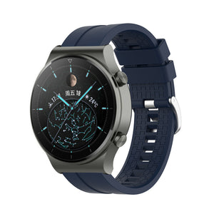 Silicone Strap 'Extreme', dark blue, on a watch, 3/4 front view