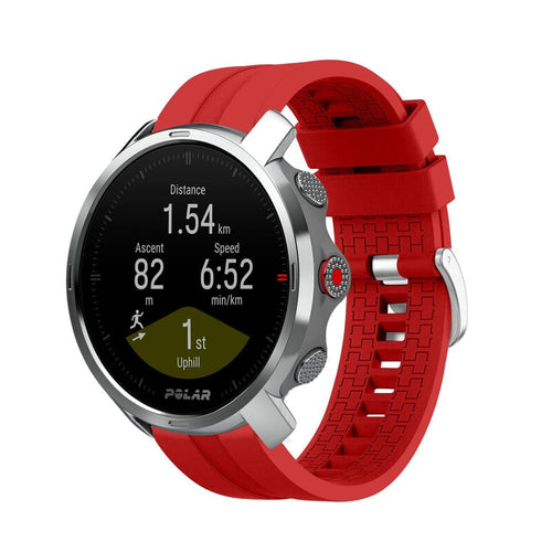 Silicone Strap 'Extreme', red, on a watch, 3/4 front view