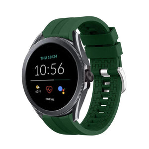 Silicone Strap 'Extreme', army green, on a watch, 3/4 front view