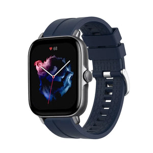 Silicone Strap 'Extreme', dark blue, on a watch, 3/4 front view