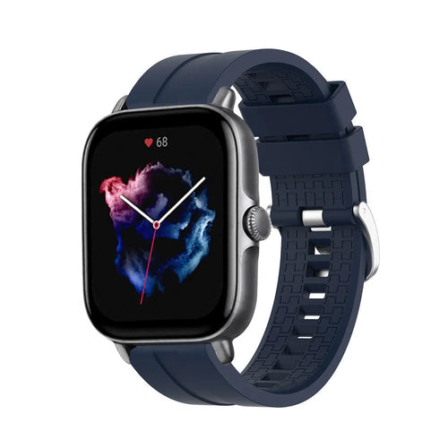 Silicone Strap 'Extreme', dark blue, on a watch, 3/4 front view