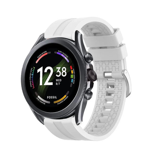 Silicone Strap 'Extreme', white, on a watch, 3/4 front view