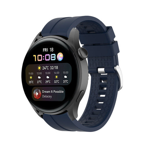 Silicone Strap 'Extreme', dark blue, on a watch, 3/4 front view