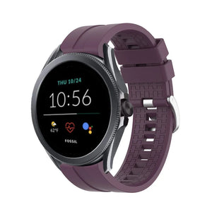 Silicone Strap 'Extreme', purple, on a watch, 3/4 front view