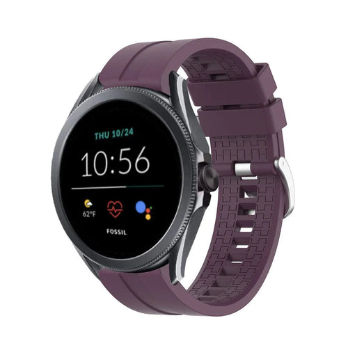 Silicone Strap 'Extreme', purple, on a watch, 3/4 front view