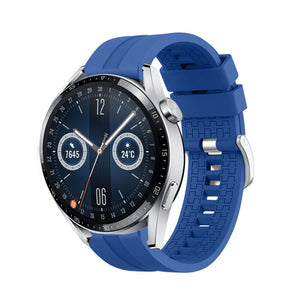 Silicone Strap 'Extreme', blue, on a watch, 3/4 front view