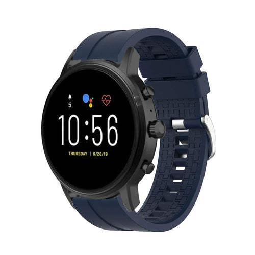 Silicone Strap 'Extreme', dark blue, on a watch, 3/4 front view