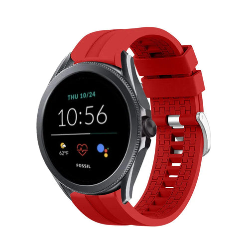 Silicone Strap 'Extreme', red, on a watch, 3/4 front view