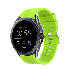 Silicone Strap 'Extreme', lime, on a watch, 3/4 front view