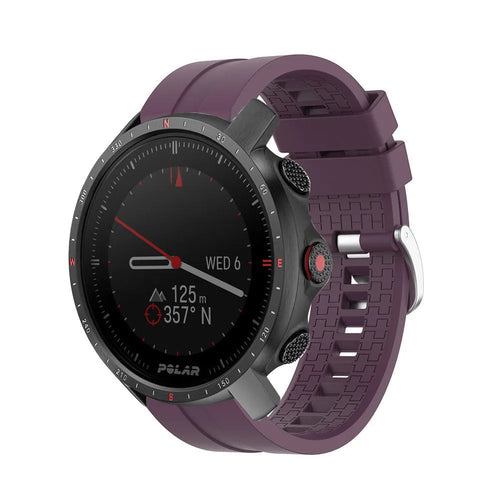 Silicone Strap 'Extreme', purple, on a watch, 3/4 front view