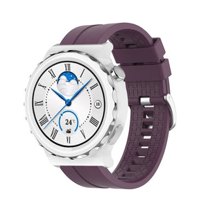 Silicone Strap 'Extreme', purple, on a watch, 3/4 front view