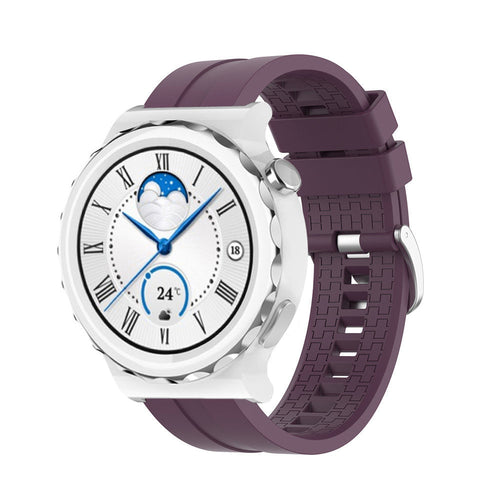 Silicone Strap 'Extreme', purple, on a watch, 3/4 front view