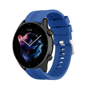 Silicone Strap 'Extreme', blue, on a watch, 3/4 front view