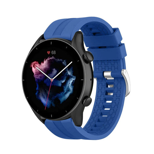 Silicone Strap 'Extreme', blue, on a watch, 3/4 front view