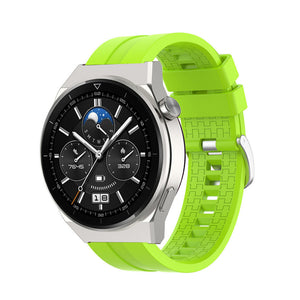 Silicone Strap 'Extreme', lime, on a watch, 3/4 front view