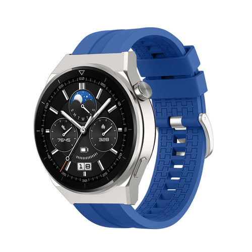 Silicone Strap 'Extreme', blue, on a watch, 3/4 front view