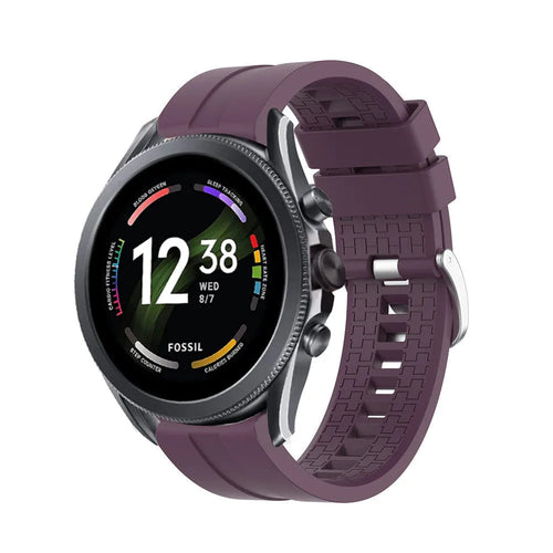 Silicone Strap 'Extreme', purple, on a watch, 3/4 front view