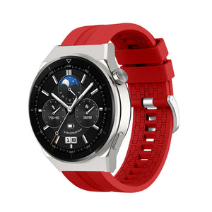 Silicone Strap 'Extreme', red, on a watch, 3/4 front view