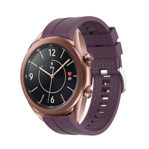 Silicone Strap 'Extreme', purple, on a watch, 3/4 front view