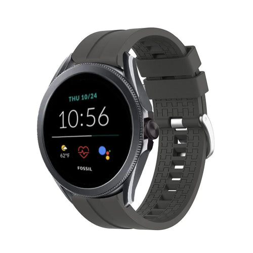 Silicone Strap 'Extreme', dark grey, on a watch, 3/4 front view