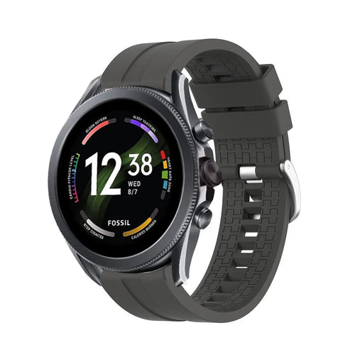 Silicone Strap 'Extreme', dark grey, on a watch, 3/4 front view
