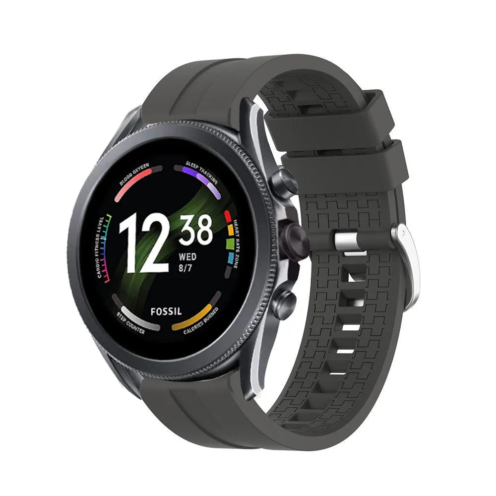 Silicone Strap 'Extreme', dark grey, on a watch, 3/4 front view