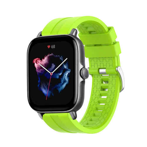 Silicone Strap 'Extreme', lime, on a watch, 3/4 front view