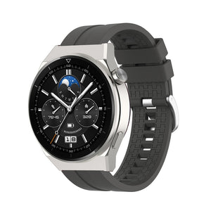 Silicone Strap 'Extreme', dark grey, on a watch, 3/4 front view