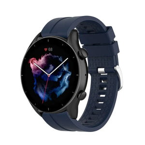 Silicone Strap 'Extreme', dark blue, on a watch, 3/4 front view