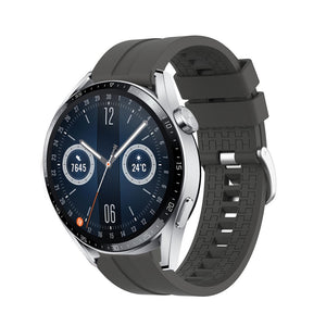Silicone Strap 'Extreme', dark grey, on a watch, 3/4 front view
