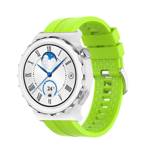 Silicone Strap 'Extreme', lime, on a watch, 3/4 front view