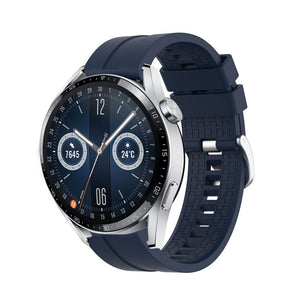 Silicone Strap 'Extreme', dark blue, on a watch, 3/4 front view