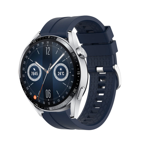 Silicone Strap 'Extreme', dark blue, on a watch, 3/4 front view