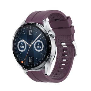 Silicone Strap 'Extreme', purple, on a watch, 3/4 front view